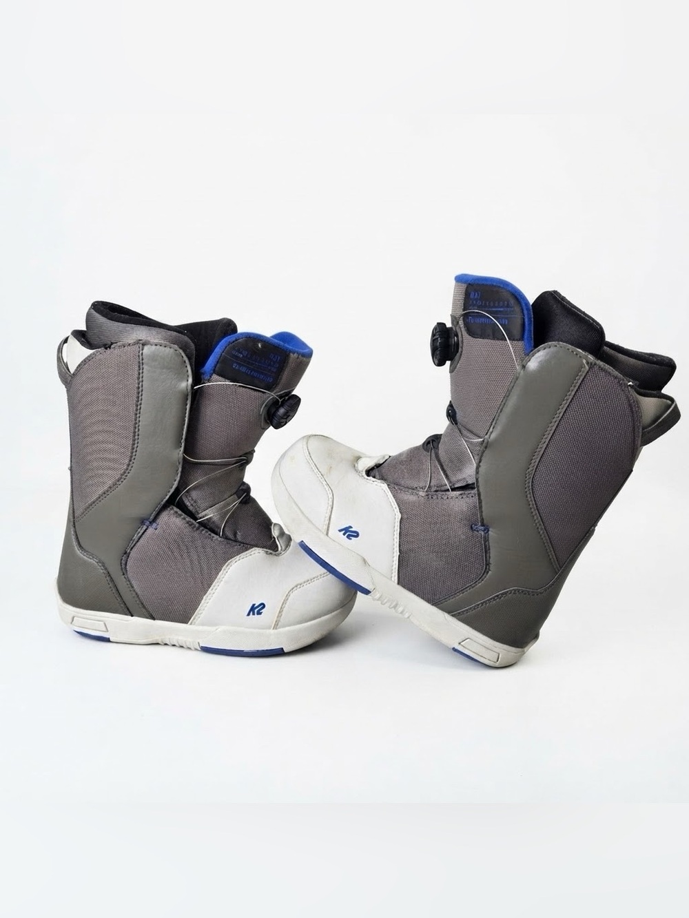 K2 Kat Womens/Youth Boa Snowboard Boots Gray/White Size US 4 / UK 3 / EUR 35.5